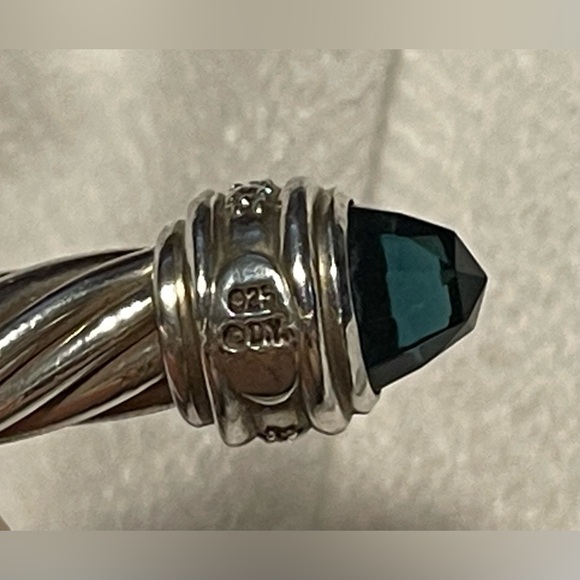 Cable Classic Bracelet in Sterling Silver with deep Blue and Pave Diamonds - Picture 6 of 12